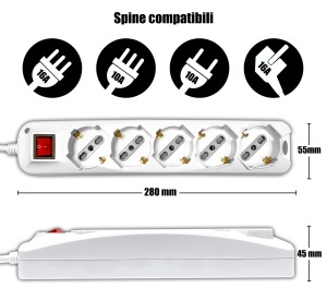 Multipriza V-TAC cu Cablu de 1,5m, 5 Priza 1016A, Culoare Alba - Img 4