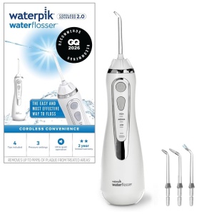 Munddusche Waterpik Cordless Advanced, 99,9 eliminare placa, 4 capete, alb