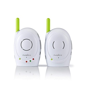 Nedis Audio Baby Monitor - Monitoare wireless pentru bebelusi cu interfon si raza de actiune de 300 m - Set de 2 - Verde/Alb