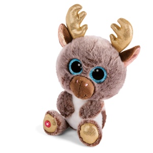 NICI Glubschis: The Original - Glubschis X-Mas Ren Cacao Zana 15 cm I Jucarie de plus Ren cu ochi mari I Jucarie de plus pufoasa cu ochi stralucitori de la 0 luni I maro / auriu - 46301