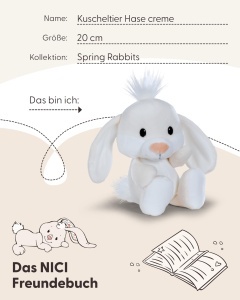 NICI Happy Hase 62675 Iepure de Plus 20cm Beige Material RPET - Img 6