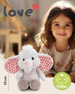 NICI Love Elefant 23cm Plus Moale Culoare Gri Deschis ECO-Friendly - Img 2