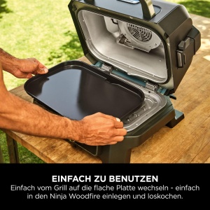 Ninja Woodfire Plancha XL, placa cu canelura plata neadeziva, accesoriu oficial, compatibil cu plita electrica de exterior OG850 / OG901, neagra, XSKOGXLGGCMEU, Schwarz, (XSKOGXLFPLTEU) - Img 5