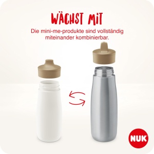 NUK Mini-Me Sip pentru copii mici | de la 9 luni | 300 ml | Sticla de apa din otel inoxidabil pentru copii mici | deschidere de baut stabila etansa | Rezistent la spargere | vulpe maro deschis - Img 7