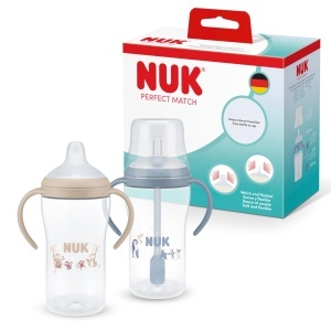 NUK Perfect Match Sticla cu Pai 260 ml Albastru 2 Bucati Antiscurgere
