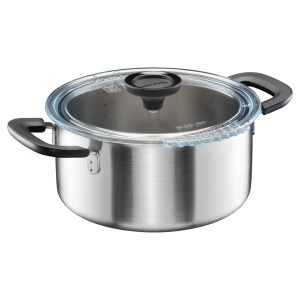Oala cu capac Fiskars, 3 litri, inox reciclat, 22,5 cm, argintieneagra