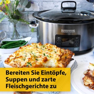 Oala cu slow cooking Crockpot CSC066X, 5.6 l, timer digital, inox - Img 2