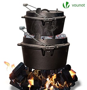 Oala de gatit VOUNOT 4.25L, fonta, cu picioare, capac si geanta - Img 6