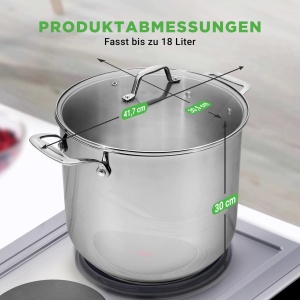 Oala din inox NutriChef, 18L, pentru toate tipurile de plite, cu capac din sticla - Img 2