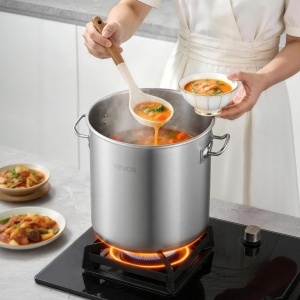Oala din inox VEVOR 19,9 L cu capac din sticla, compatibila cu toate tipurile de plite - Img 8
