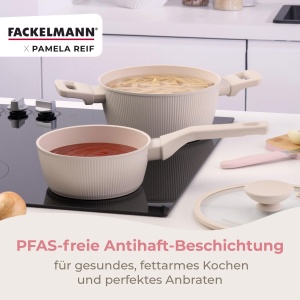 Oala Fackelmann x Pamela Reif 20 cm Aluminiu Reciclat Pastel Beige Acoperire Ceramica - Img 7