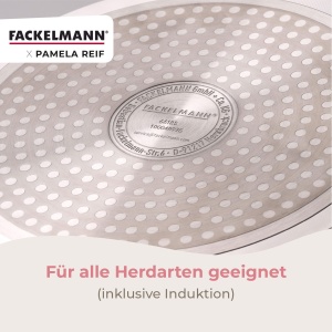 Oala Fackelmann x Pamela Reif 24 cm Pastel-Beige Aluminiu Reutilizat Compatibila cu Toate Tipurile de Aragaz - Img 4