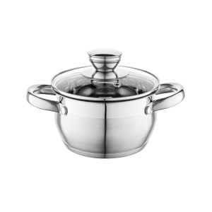 Oala inox Florina Oliver 14 cm 13 L cu capac din sticla compatibila inductie