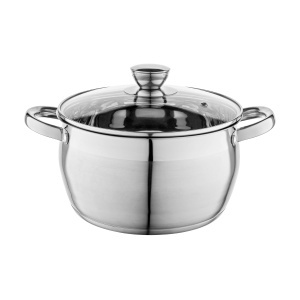 Oala inox Florina Oliver 22 cm 48 L cu capac din sticla compatibila inductie