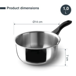 Oala inox Lacor Garinox 1L cu maner ergonomic si cioc de turnare compatibila inductie - Img 2