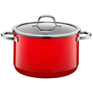 Oala mare Silit Passion Red 24cm 64L pentru inductie cu capac din sticla