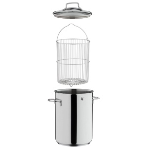 Oala pentru sparanghel WMF 16cm, inox Cromargan, capacitate 5l, cu capac din sticla - Img 3