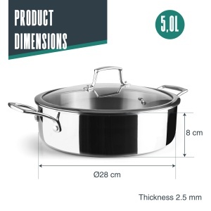 Oala profesionala Lacor TriChef 60888, 5 litri, 28 cm, compatibila cu inductie - Img 2