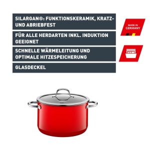 Oala Silit Passion Red, 20 cm, 3,7l, Silargan, cu capac din sticla - Img 2