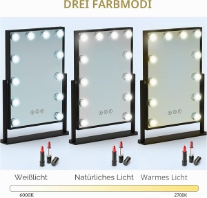 Oglinda de machiaj TUREWELL cu iluminare, 3 moduri de lumina, 12 LED-uri, rotire 360 - Img 3