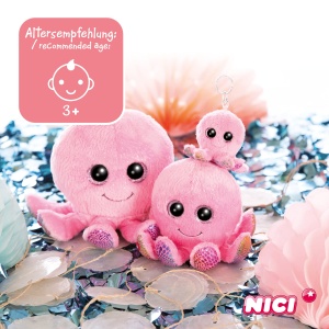 Oktopus Plush NICI Glubschis 8 cm, Culoare RozBunt, Ideal pentru Copii - Img 5
