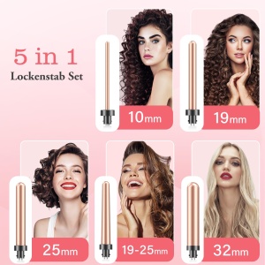 Ondulator BESTOPE MIX, set ondulator ceramic 5 in 1 cu diverse atasamente pentru bucle mari si mici, incalzire rapida de 9-32 mm 2 temperatura reglabila pentru par lung si scurt - Img 2