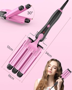 Ondulator cu 3 Tubi pentru Par, Rosa, Temperatura Regla, Incalzire Rapida - Img 6