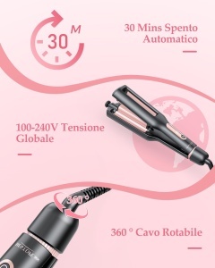 Ondulator de par 4 in 1 BESTOPE MIX, 22253238mm, 4 temperaturi, negru-roz - Img 8