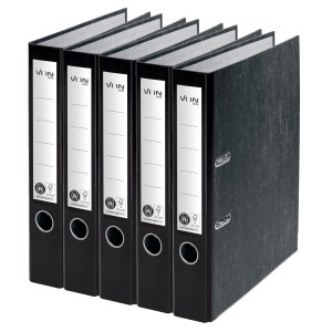 Ordner A4 VON Leitz 5 buc, 50 mm, 350 foi, reciclat, negru