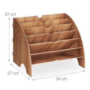 Organizator birou cu 6 compartimente, Relaxdays, MDF, culoare brown, dimensiuni 27x34x27 cm - Img 4