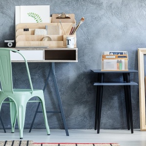 Organizator birou Relaxdays, suport documente 3 compartimente, metal si bambus, 20x29x14 cm - Img 2
