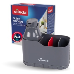 Organizator chiuveta Vileda cu dispenser sapun design compact plastic rezistent