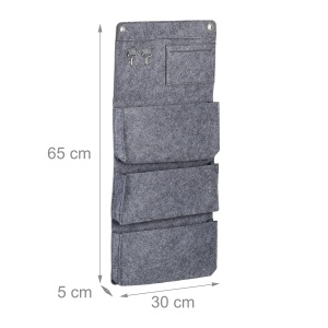 Organizator de perete Relaxdays, set 2 bucati, 4 compartimente, gri, 65 x 30 cm - Img 3