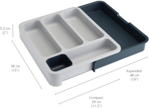 Organizator sertar Joseph Joseph DrawerStore Extensibil Gri inchisGri 29-48 cm - Img 6