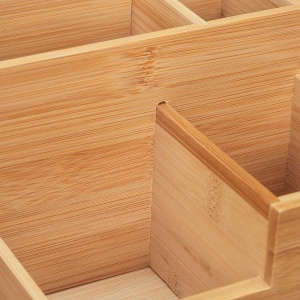 Organizer birou din bambus Relaxdays, 7 compartimente, 11x30x15 cm, natural - Img 7