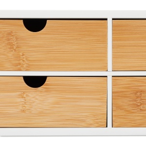 Organizer birou Relaxdays, 4 sertare, MDF alb si bambus, 14 x 33 x 21 cm - Img 8