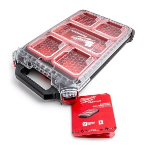 Organizer compact Milwaukee 4932471065, negru-rosu, 5 recipiente, IP65
