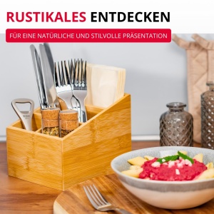 Organizer de bucatarie Westmark Tapas Friends, 5 compartimente, bambus, culoare bej - Img 5