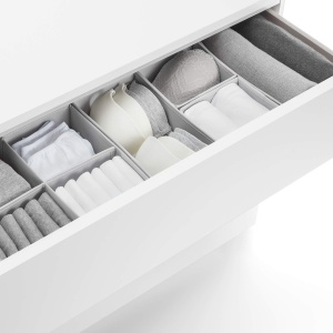 Organizer pentru sertare Rayen, 6 cutii pliabile, gri deschis, diverse dimensiuni - Img 3