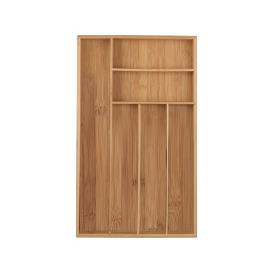 Organizer pentru tacamuri Relaxdays, 6 compartimente, bambus, 5 x 27,5 x 46 cm - Img 8