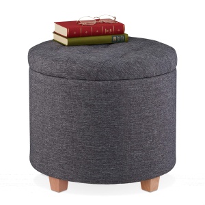 Ottoman cu spatiu de depozitare Relaxdays, 41 x 44 cm, gri inchis