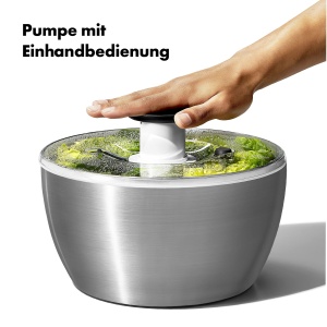 OXO Steel Salatschleuder din inox Capac transparent Mecanism pompare - Img 4