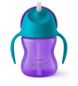 Pahar cu pai Philips AVENT SCF79602, Silikon, Violett, Ergonomic - Img 2