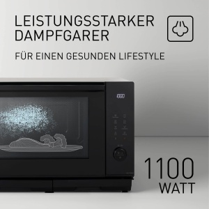 Panasonic NN-DS59NMETG 4-in-1 cuptor cu microunde si gratar combinat, suport plat, 27 litri, 1000 W, gatit pe doua niveluri, senzor Genius, 32 de programe automate, tava pentru gratar, usor de curatat, negru - Img 3