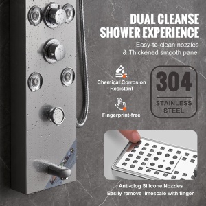 Panou de Dus VEVOR 8009FL, 6 Moduri, LED, 8 Jeturi de Masaj, Inox 304 - Img 6