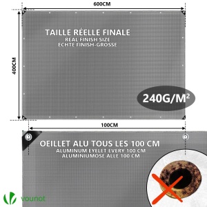 Panza de protectie VOUNOT 4x6m 240 gm impermeabila, gri - Img 4
