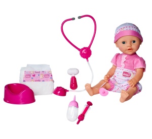 Papusa Simba New Born Baby 38cm cu Accesorii Doctor si Functie de Baut si Udat