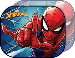 Parasolar auto pentru copii TataWay Marvel Spiderman, 44x35 cm, protectie UV, fixare cu ventuze, design colorat