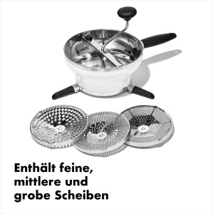 Pasator manual OXO Good Grips, otel inoxidabil, 3 discuri pentru texturi variate - Img 4