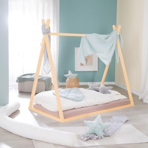 Pat copii roba Tipibett 70x140 cm design tip cort lemn de bambus FSC stil Montessori - Img 3